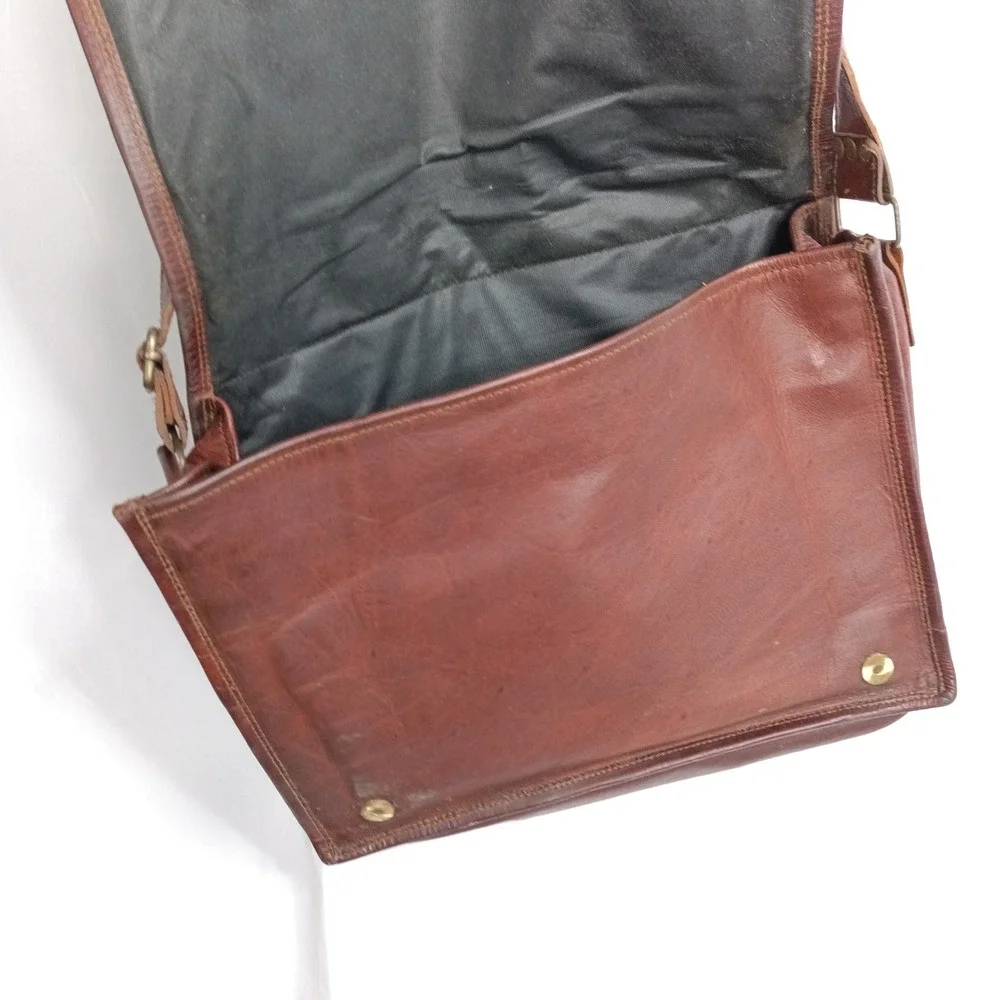 Unbranded Brown Leather Messenger Bag Crossbody Satchel 14x11 s10